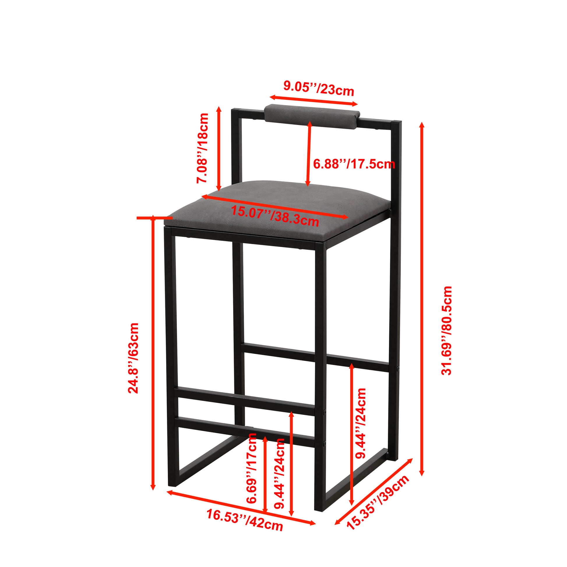 Set Of 2 Counter Height Barstools Kitchen Island Stools With Back Modern Armless Metal Legs & Pu Gray Upholstered Chairs Gray With Back Grey Metal