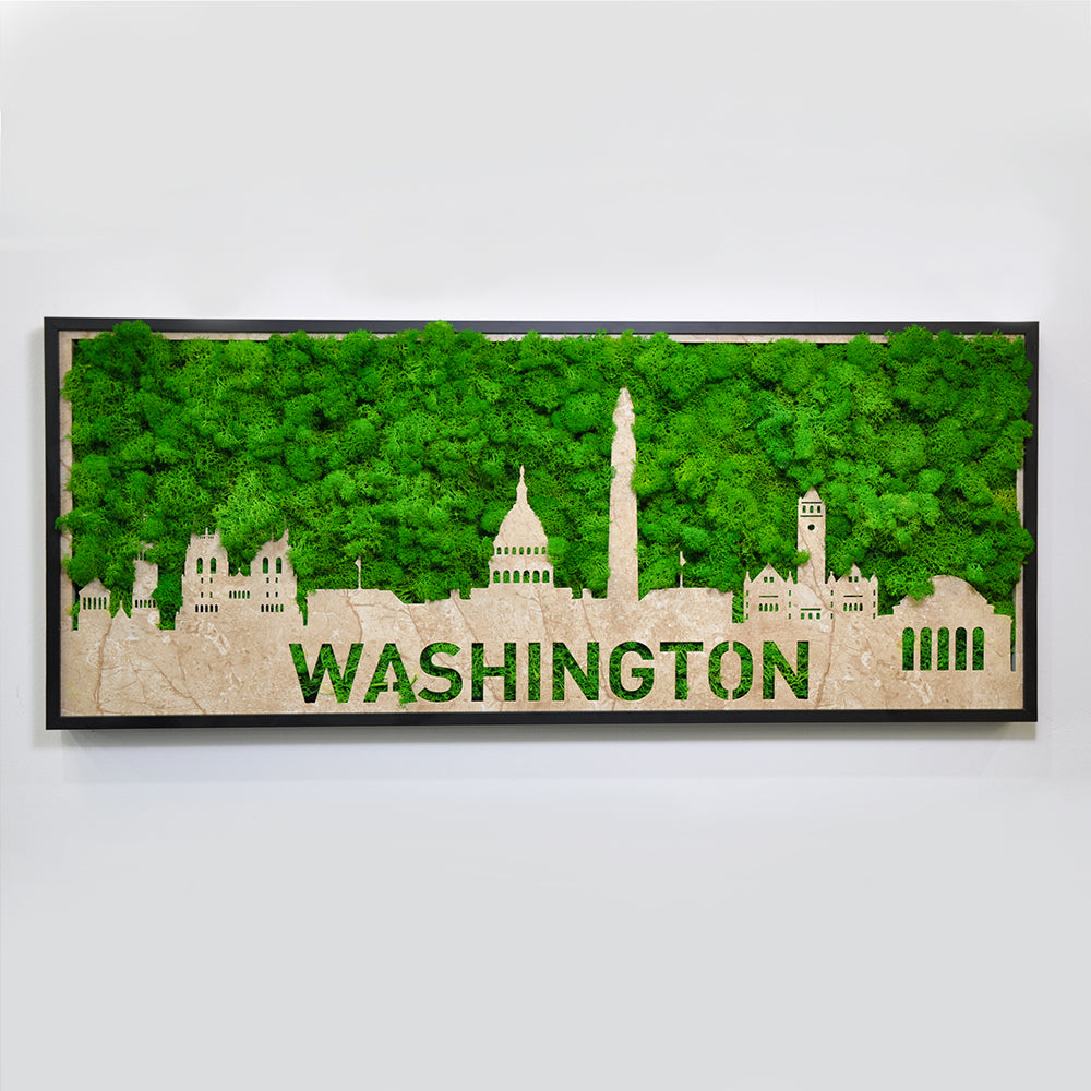 Washington Moss City Silhouette Metal Wall Art green-iron