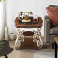End Table, Marble Paper Top, Mdf With Brich Middle Shelf, Powder Coat Finish Metal Legs. 26.2