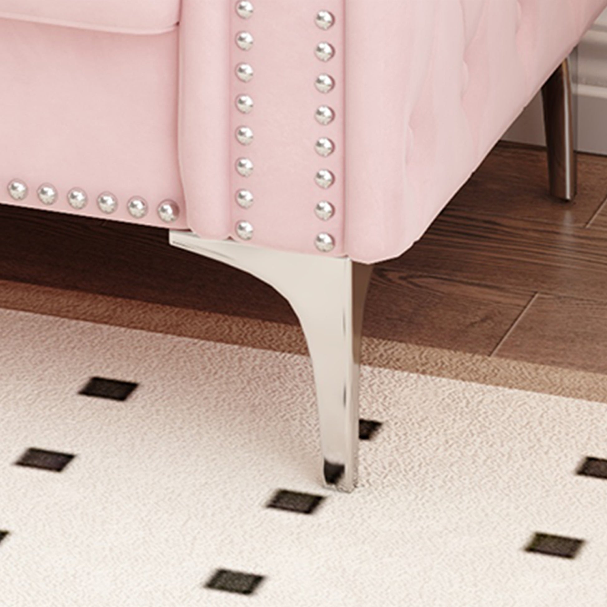 Sofa Includes 2 Pillows, 83 "Pink Velvet Triple Sofa, Suitable For Large And Small Spaces Pink Velvet