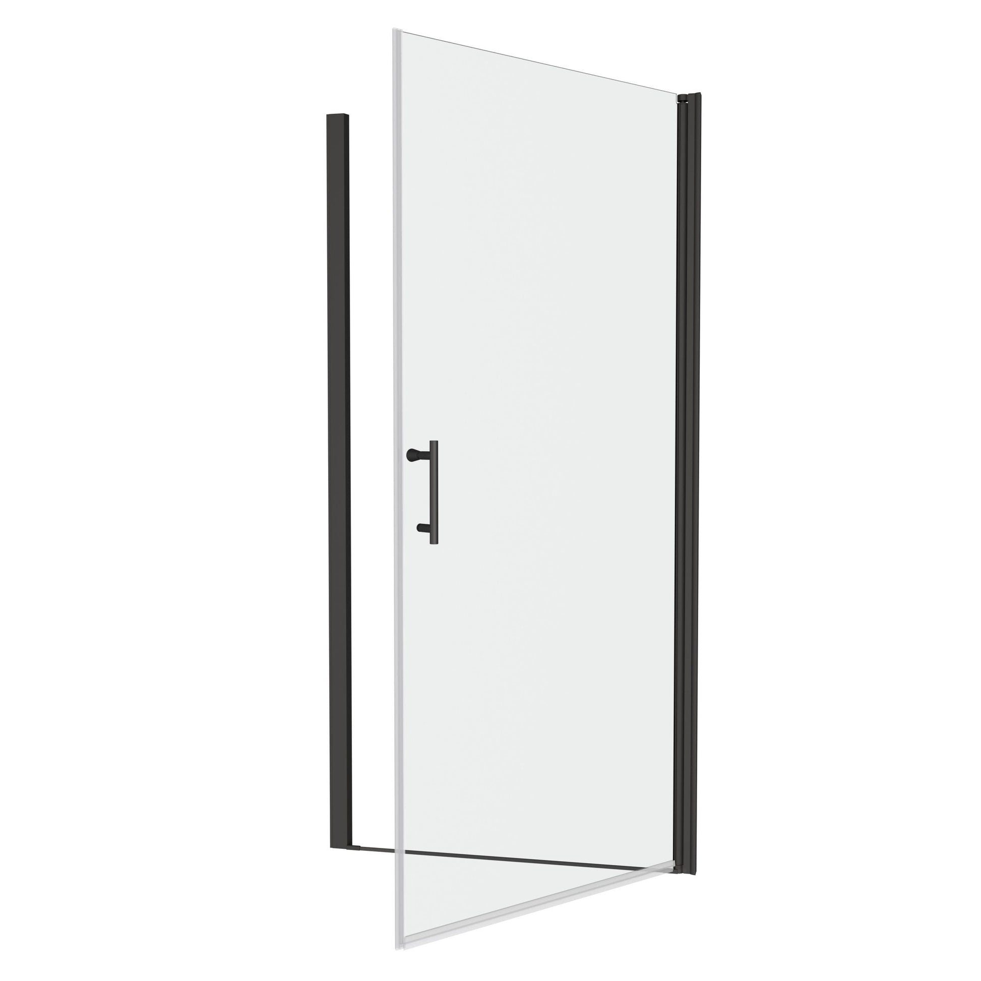 1 3 8" Adjustment,Universal Pivot Shower Door, Open Outside, With 1 4" Tempered Glass And Matted Black Finish Matte Black Aluminium Alloy