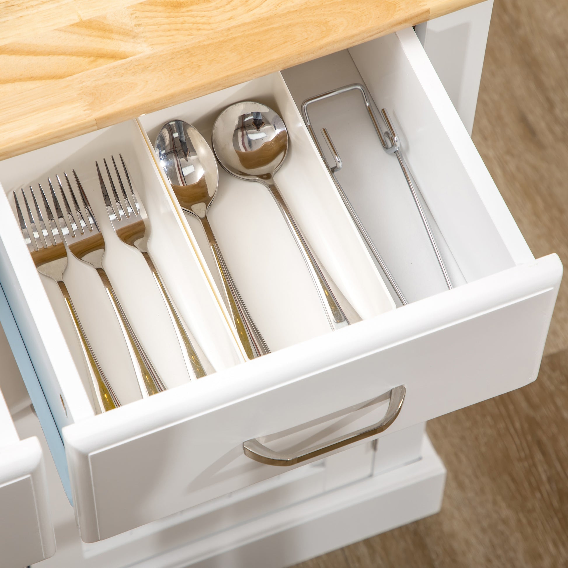 Kitchen Island with Storage Cabinet and 2 Level