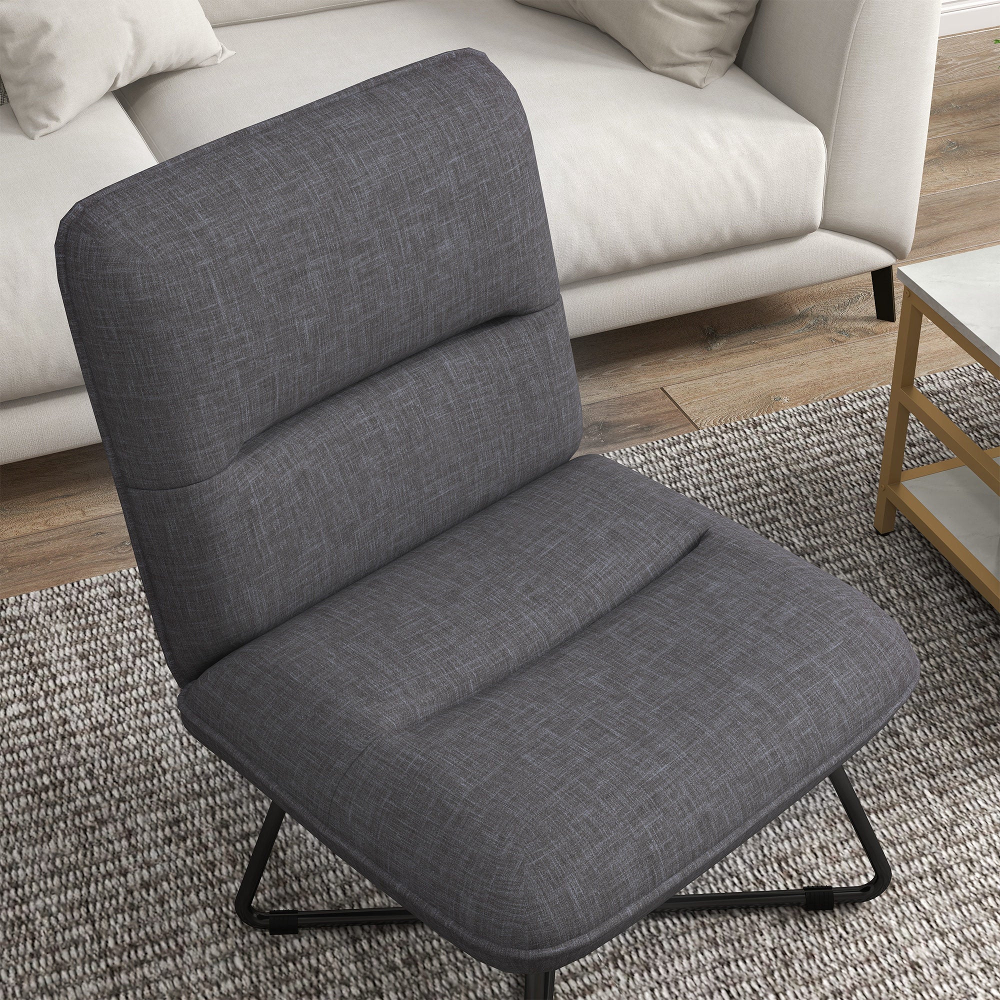 Armless Accent Chair, Upholstered Slipper Chair