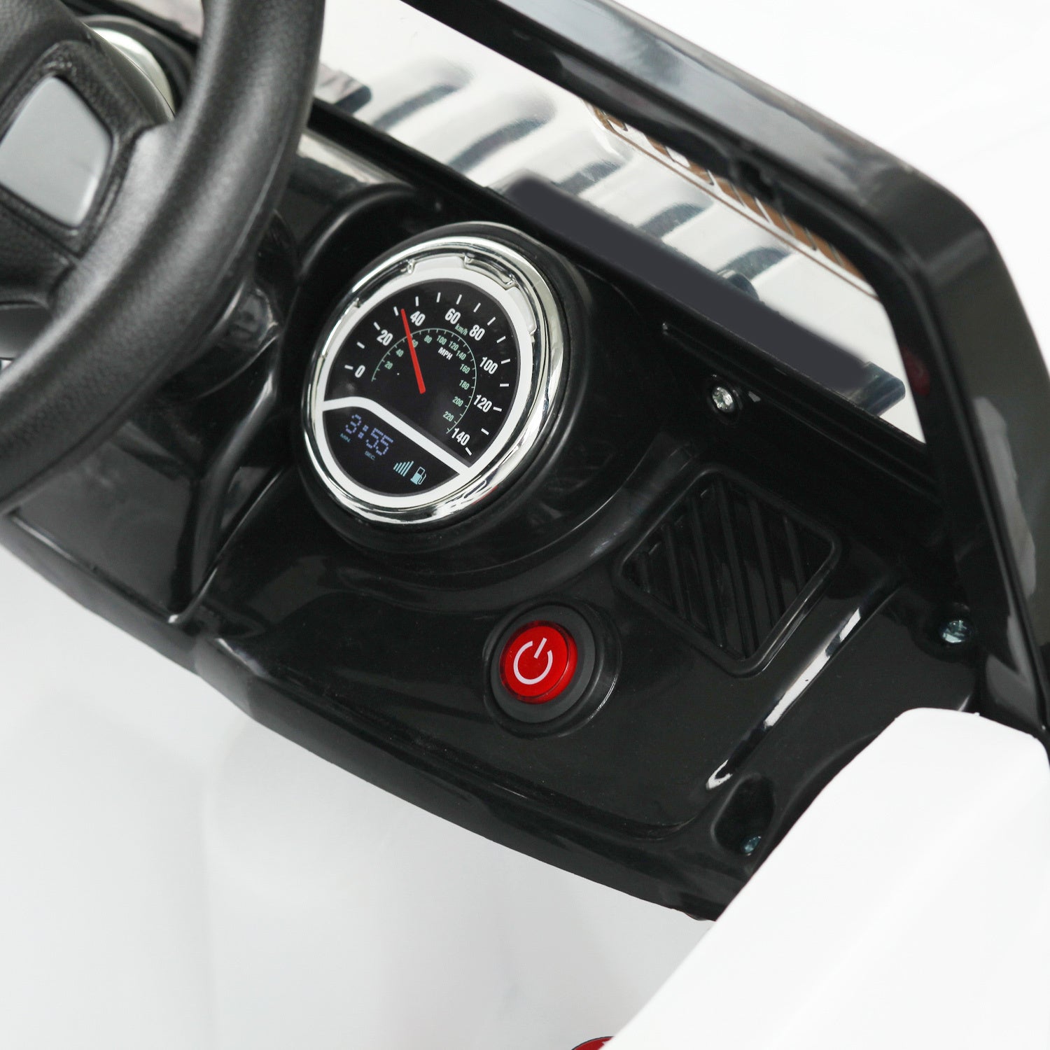 Kids Ride On Car, Off Road Truck With Mp3 Connection, Working Horn, Steering Wheel, And Remote Control, 12V Motor, White White Steel