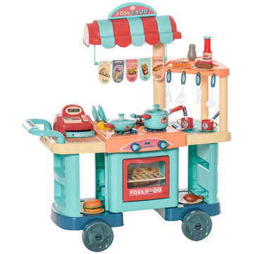 Kids Kitchen Food Stand With Play Food, Cashier Register, Accessories Ages 3 6 Multicolor Abs