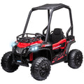 12V Dual Motor Kids Electric Ride On Utv Toy, Batter Powered Truck With Forward And Reverse Function, Headlights, Mp3 Usb Music Connection, Suspension, & Remote Control, Red Red Steel