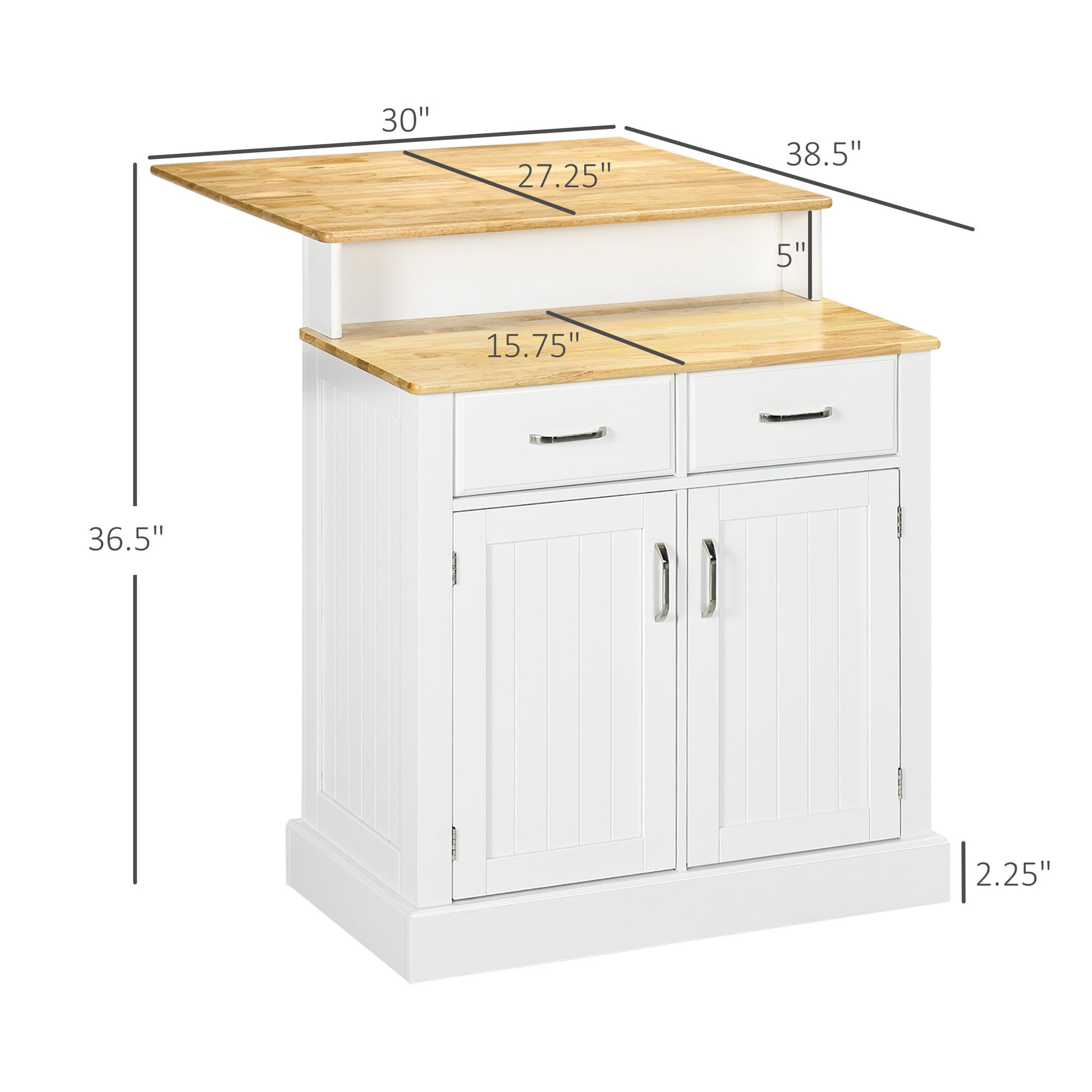 Kitchen Island with Storage Cabinet and 2 Level