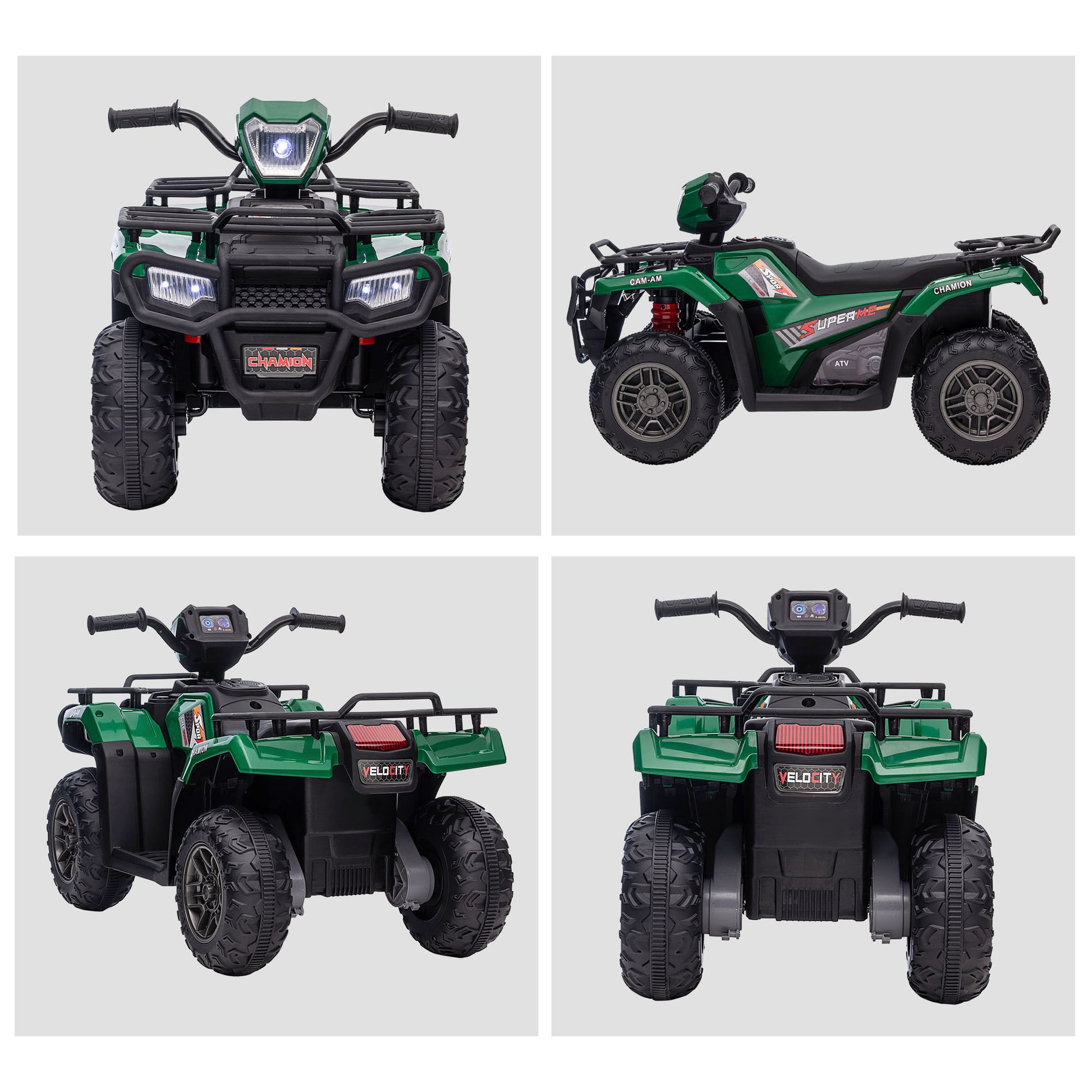12V Kids Atv Battery Operated With Aux Port & Usb, Kids 4 Wheeler With Tough Wear Resistant Tread, Electric Four Wheeler Kids Ride On Car Electric Car, Green Green Steel