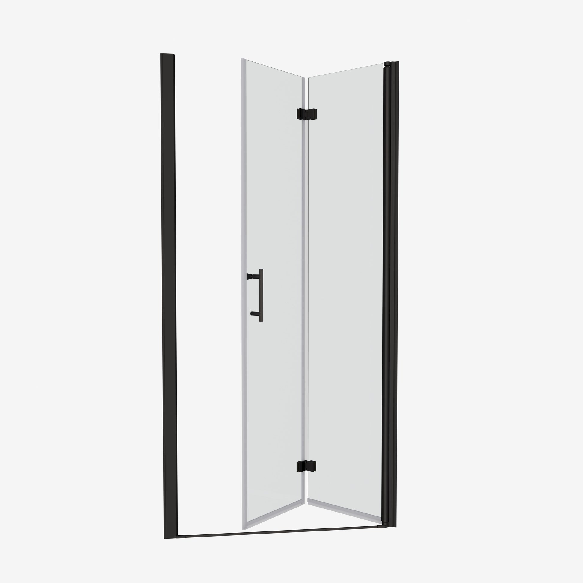 1 3 8" Adjustment,Universal Pivot Shower Door, With 1 4" Tempered Glass Matte Black Aluminium Alloy