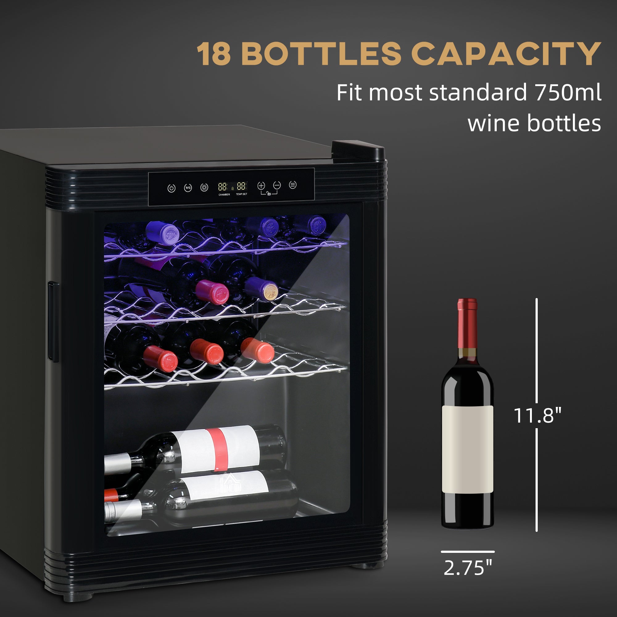18 Bottle Wine Cooler, Mini Beverage Fridge