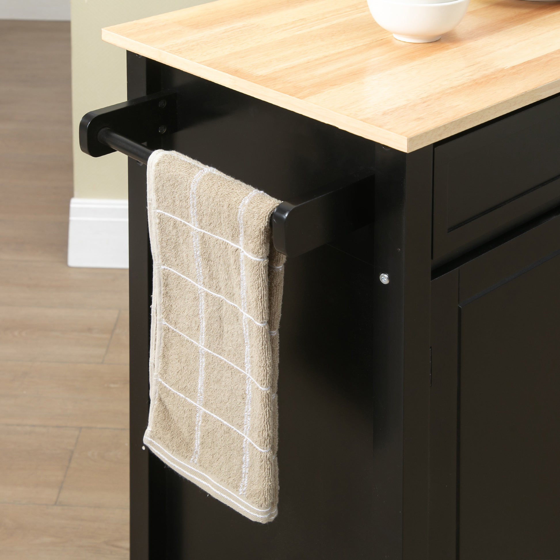 Kitchen Island Cart, Rolling Kitchen Island with black-mdf