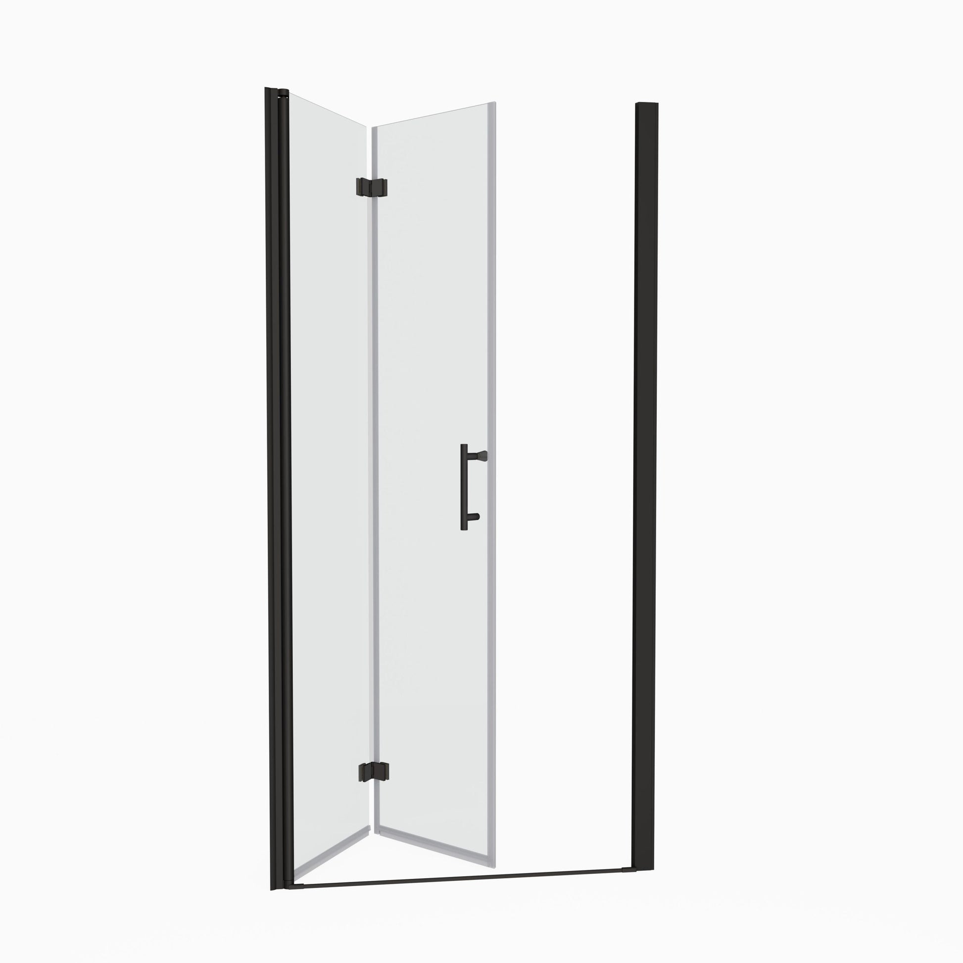 1 3 8" Adjustment,Universal Pivot Shower Door, With 1 4" Tempered Glass Matte Black Aluminium Alloy