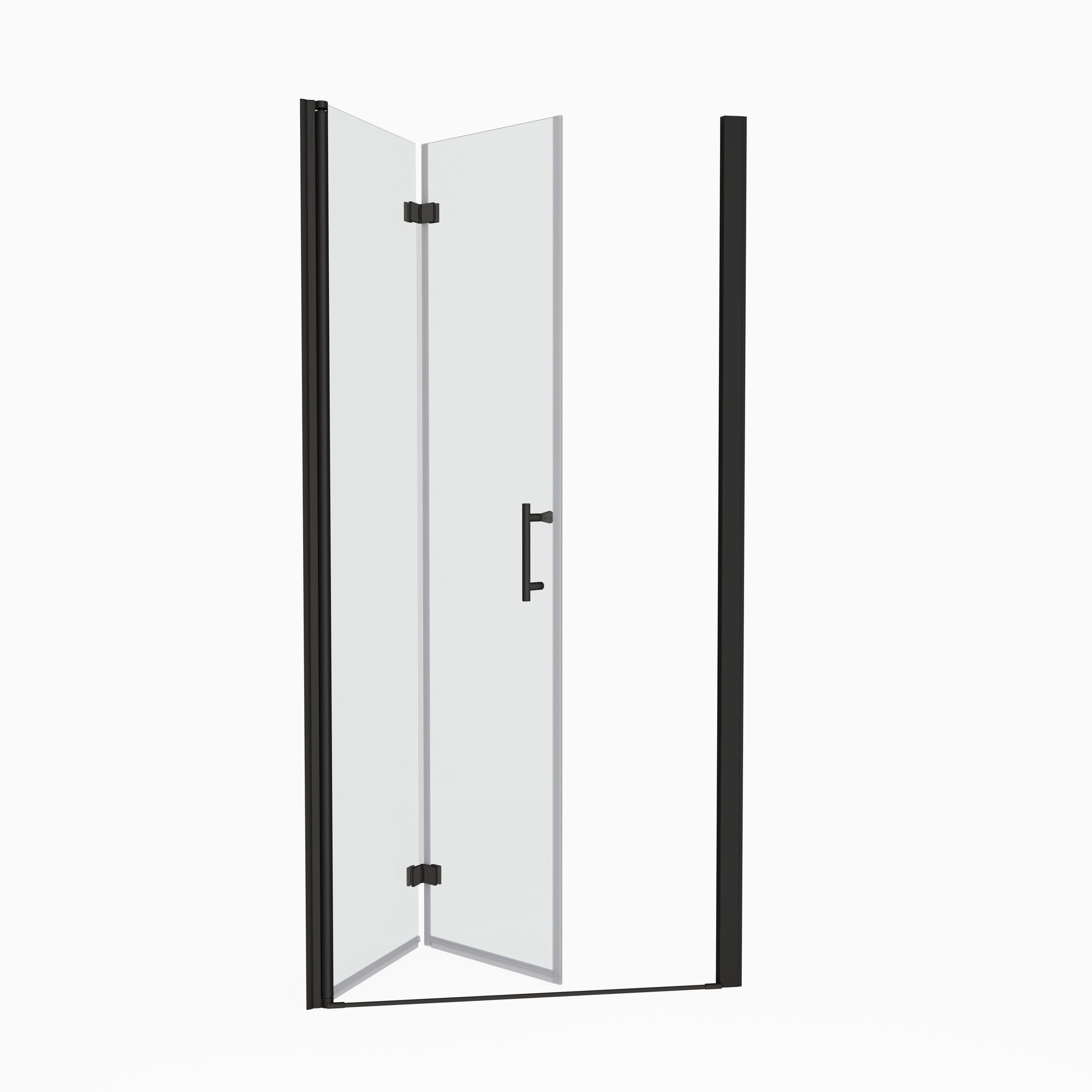 1 3 8" Adjustment,Universal Pivot Shower Door, With 1 4" Tempered Glass Matte Black Aluminium Alloy