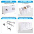 60 In Bathroom Vanity Without Top And Sink, 60 Inch Modern Freestanding Bathroom Storage Only, Bathroom Cabinet With Soft Close Doors And Drawers In White White Plywood