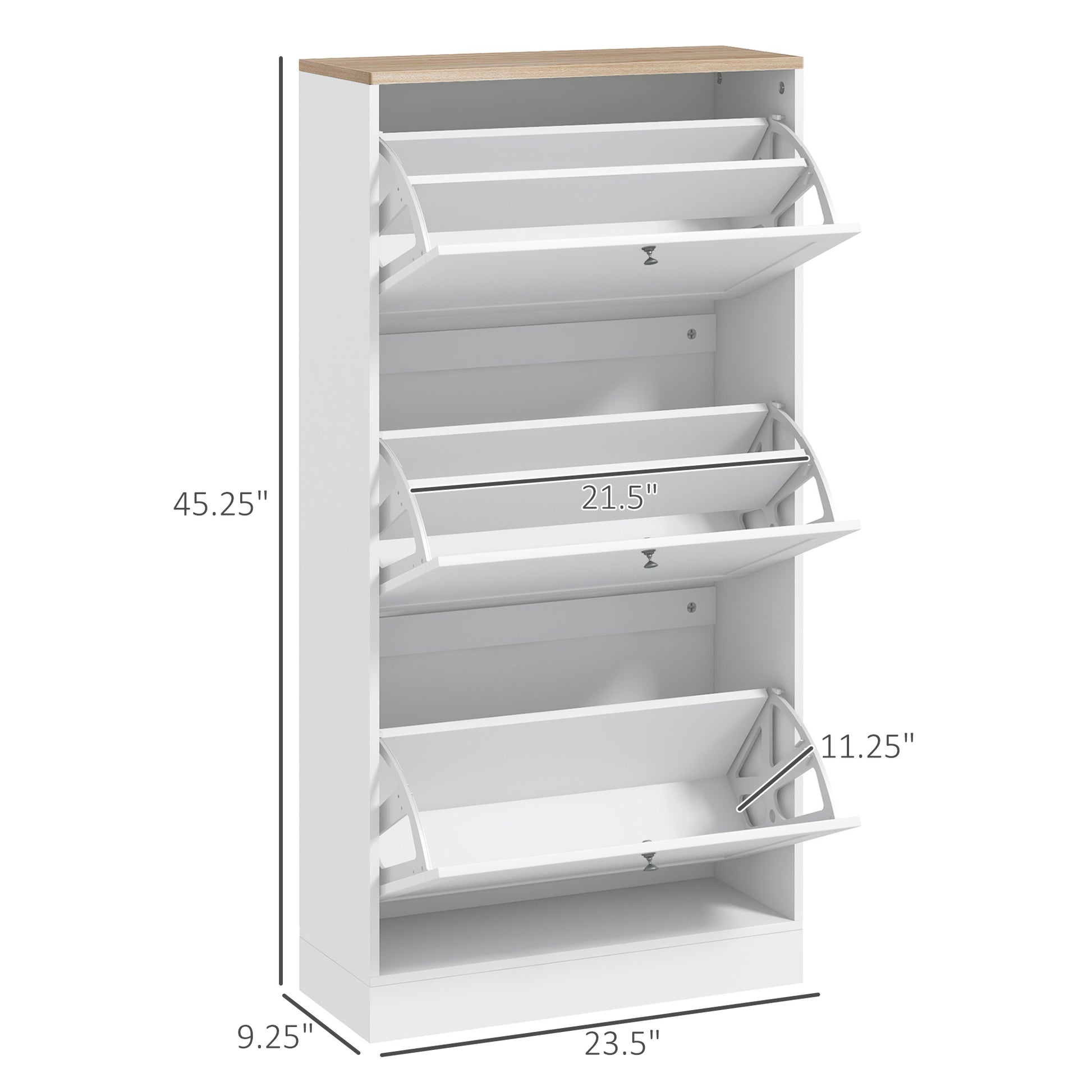 Homcom Narrow Shoe Storage Cabinet For Entryway With 3 Flip Drawers And Adjustable Shelves, Shoe Rack Organizer For 18 Pairs Of Shoes, White White Particle Board