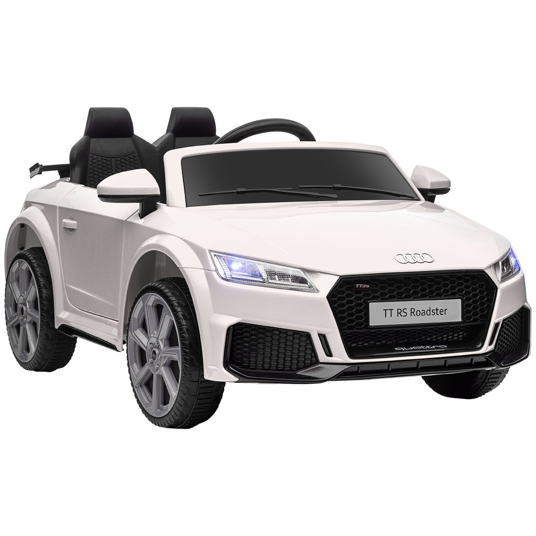 6V Kids Electric Ride On Car, Licensed Audi Tt Rs With Seat And Remote Control, Horn, Music, Mp3 White White Steel