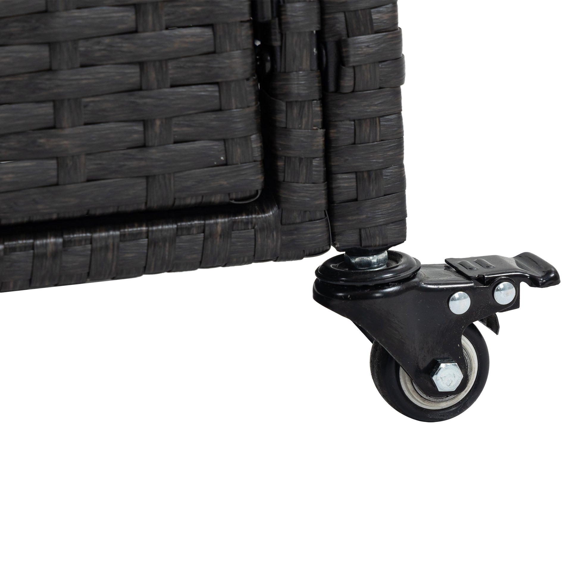 Outdoor Wicker Bar Cart, Patio Wine Serving Cart W Wheels, Rolling Rattan Beverage Bar Counter Table W Glass Top For Porch Backyard Garden Poolside Party, Black No Black Garden & Outdoor Steel