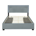 Queen Size Upholstered Platform Bed With Rivet Decorated Headboard, Led Bed Frame And 4 Drawers, Gray Gray Velvet