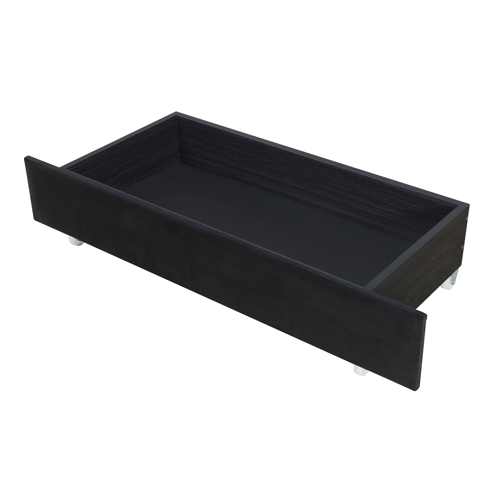 Queen Size Upholstered Platform Bed With Rivet Decorated Headboard, Led Bed Frame And 4 Drawers, Black Black Velvet