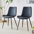 Black Artificial Leather Backrest Cushion Dining Chair, Black Metal Legs, Curved Widened Cushion Design For More Comfort, Suitable For Restaurants, Kitchens, Bedrooms, Offices. 4 Chairs 0502 Black