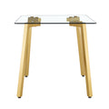 Modern Minimalist Style Rectangular Glass Dining Table With Tempered Glass Tabletop And Golden Metal Legs, Suitable For Kitchen, Dining Room, And Living Room, 51 