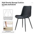 Black Artificial Leather Backrest Cushion Dining Chair, Black Metal Legs, Curved Widened Cushion Design For More Comfort, Suitable For Restaurants, Kitchens, Bedrooms, Offices. 4 Chairs 0502 Black