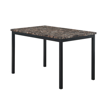 Faux Marble Top Metal Frame Dinette Table Black Metal