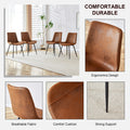 Brown Suede Backrest Cushion Dining Chair, Black Metal Legs, Curved Widened Cushion Design, More Comfortable, Suitable For Restaurants, Kitchens, Bedrooms, Offices. 6 Chairs 0502 Brown Suede