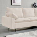 L Shaped Linen Sectional Sofa With Left Chaise Right Facing Chaise ,Beige Beige Fabric 3 Seat