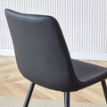 Black Artificial Leather Backrest Cushion Dining Chair, Black Metal Legs, Curved Widened Cushion Design For More Comfort, Suitable For Restaurants, Kitchens, Bedrooms, Offices. 4 Chairs 0502 Black