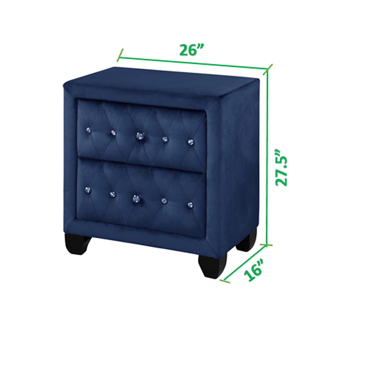Monica Luxurious Four Poster Full 4 Pc Bed Made With Wood In Navy Box Spring Not Required Full Navy Wood 4 Piece Set Bedroom Modern Upholstered Velvet Tufted Wood