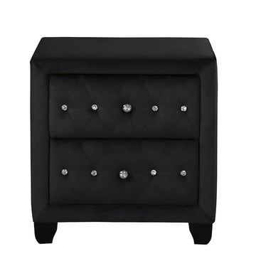 Modern Style Night Stand Made With Wood In Black Black 2 Drawers Bedside Cabinet Bedroom Contemporary,Modern Drawers Black Solid Wood Mdf Wood