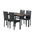 Furniture 5 Piece Metal Dinette Set With Faux Marble Top Black,Dinning Set,Table&4 Chairs Black Metal