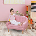 2 Seat Kids Sofa Linen Fabric And Wooden Frame Sofa For Kids And Toddlers Ages 3 7, 11