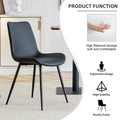 Black Artificial Leather Backrest Cushion Dining Chair, Black Metal Legs, Curved Widened Cushion Design For More Comfort, Suitable For Restaurants, Kitchens, Bedrooms, Offices. 4 Chairs 0502 Black