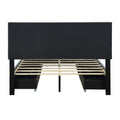 Queen Size Upholstered Platform Bed With Rivet Decorated Headboard, Led Bed Frame And 4 Drawers, Gray Gray Velvet