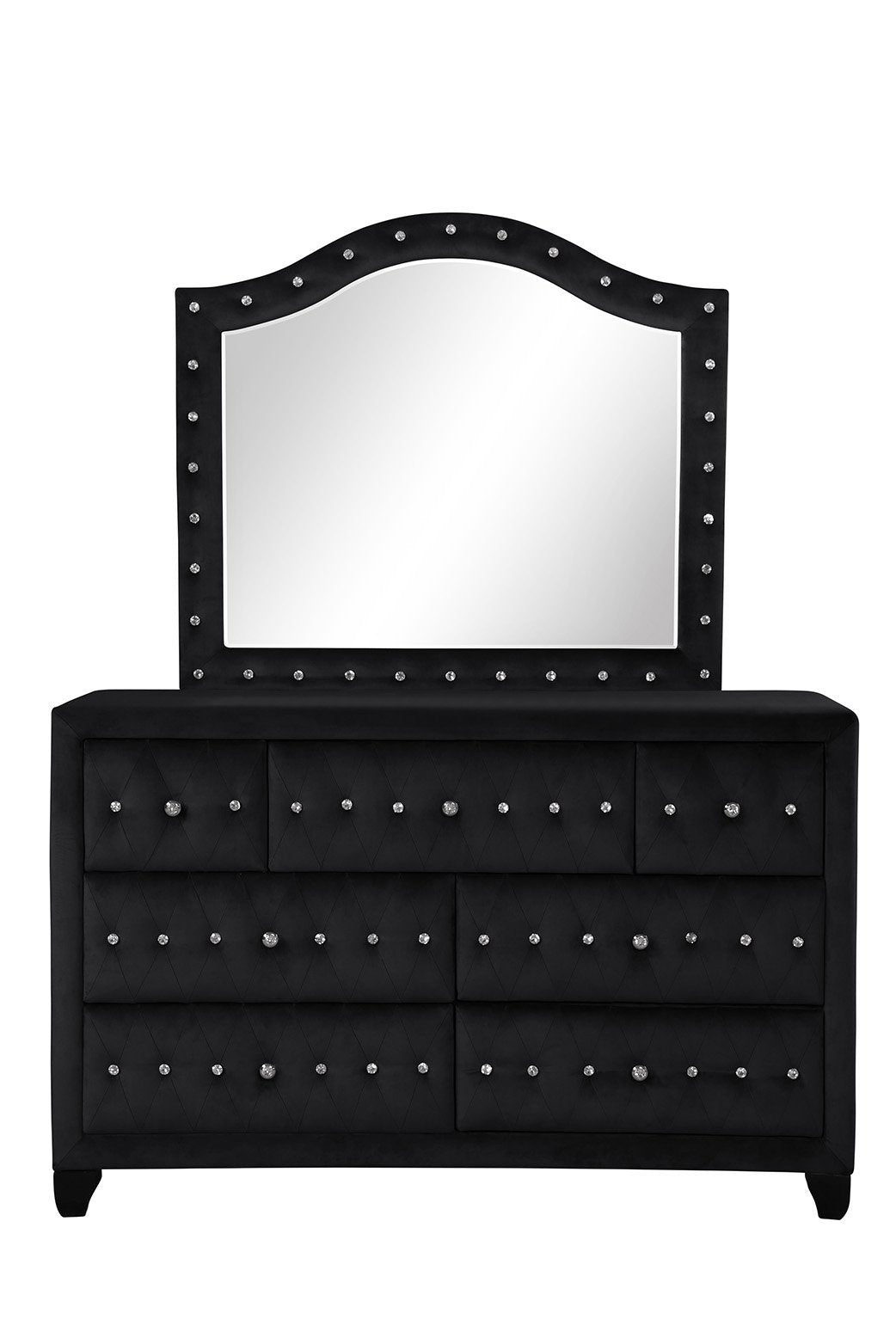 velvet dresser Sophia Modern Style Crystal Tufted Upholstery 7 Drawer Dresser Finishe