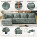 Free Combined Sectional Sofa 5 Seater Modular Couches With Storage Ottoman, 5 Pillows For Living Room, Bedroom, Office, Blue Green Blue Green Foam Chenille