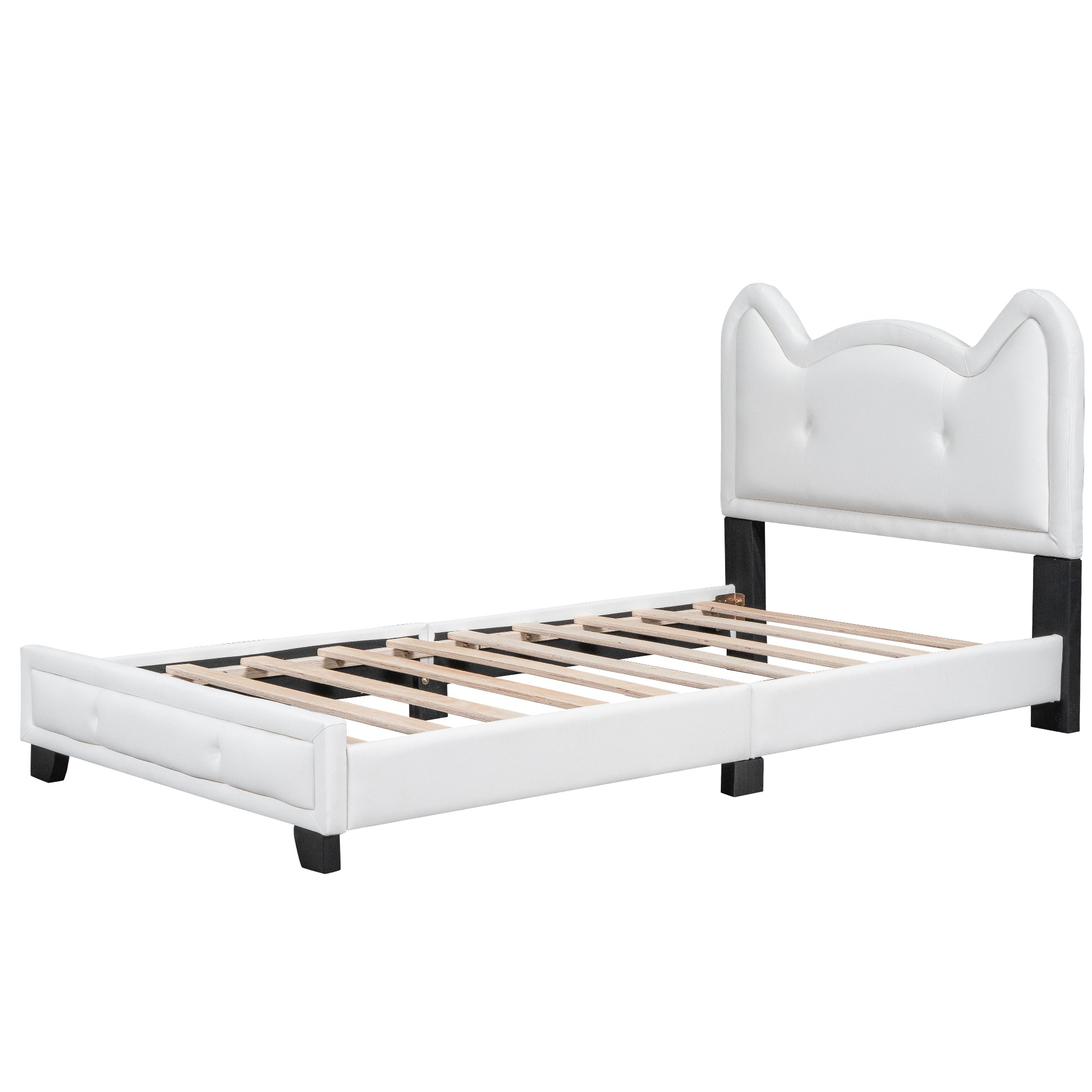 Twin Size Upholstered Platform Bed with Carton Ears box spring not