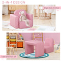 2 In 1 Multifunctional Kids Sofa Convertible Table And Chair Set For 3 Years Old Boys Girls, Pink Pink Pvc