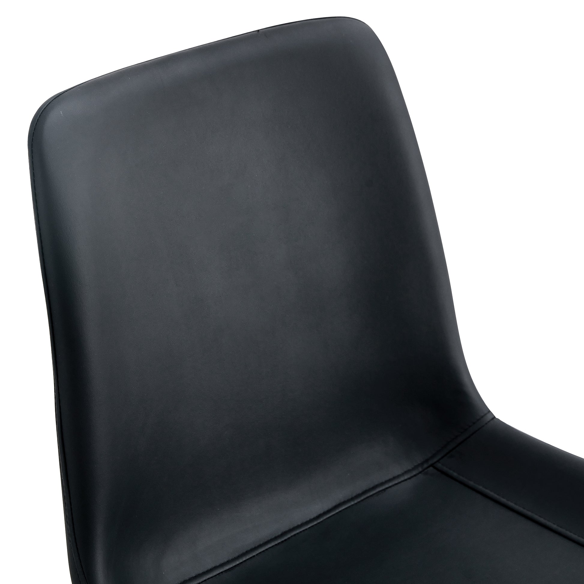 Black Artificial Leather Backrest Cushion Dining Chair, Black Metal Legs, Curved Widened Cushion Design For More Comfort, Suitable For Restaurants, Kitchens, Bedrooms, Offices. 4 Chairs 0502 Black