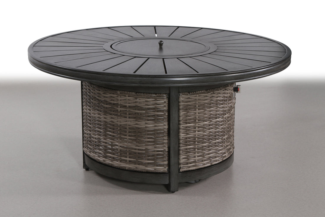 Living Source International 25 H X 52 W Propane Outdoor Fire Pit Table Brown Garden & Outdoor Modern Stone Aluminium