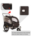 2 in 1 Double 2 Seat Bicycle Bike Trailer Jogger black+ gray-fabric-steel