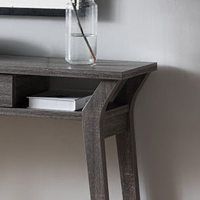 Console Table With One Drawer And Two Open Shelves Grey Gray Particle Board