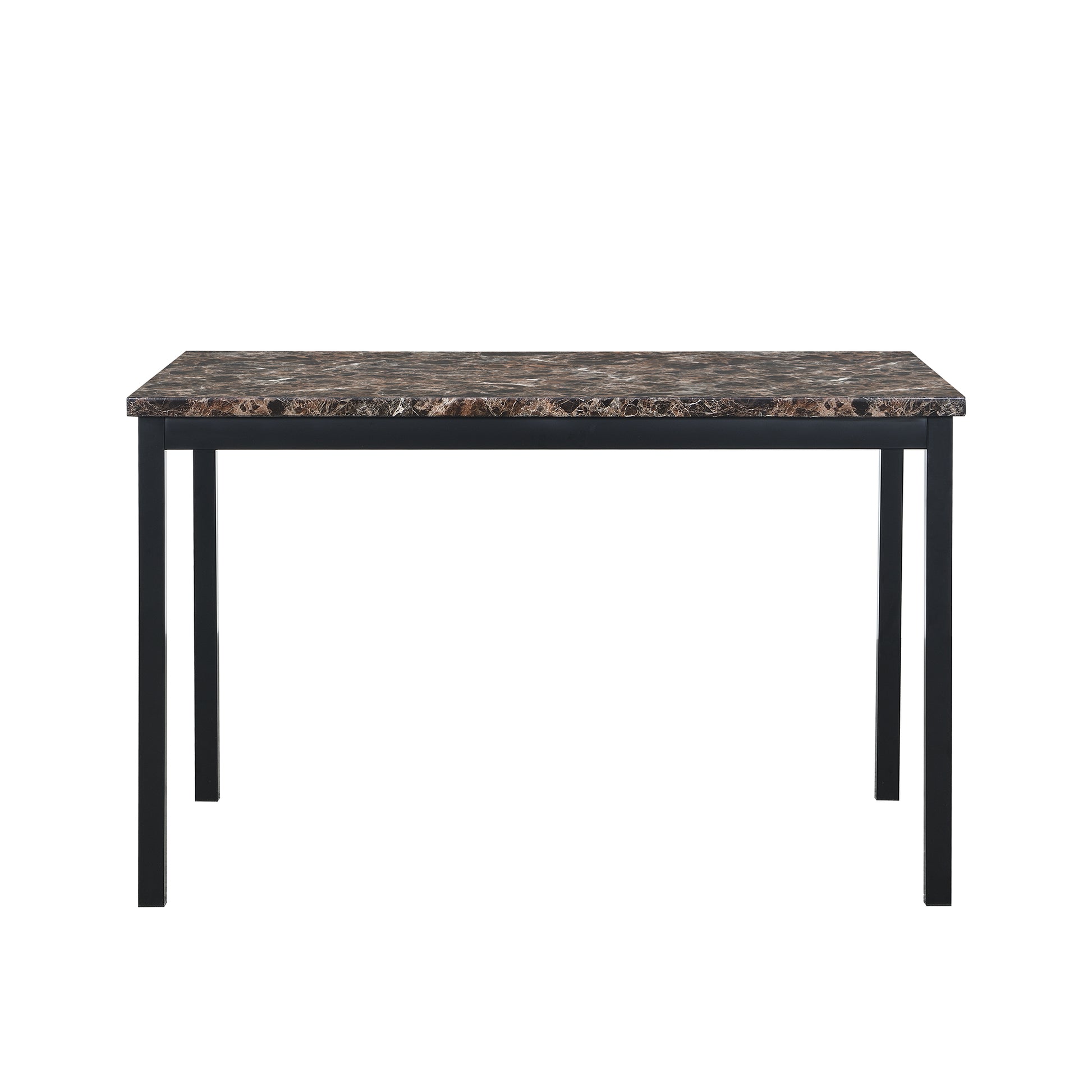 Faux Marble Top Metal Frame Dinette Table Black Metal