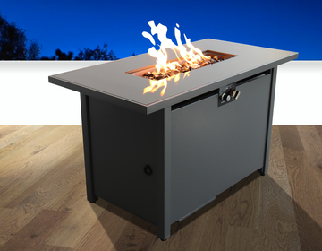 Lsi 43" Smoked Glass Metal Rectangle Fire Pit Gray Garden & Outdoor Modern Stainless Steel Stainless Steel