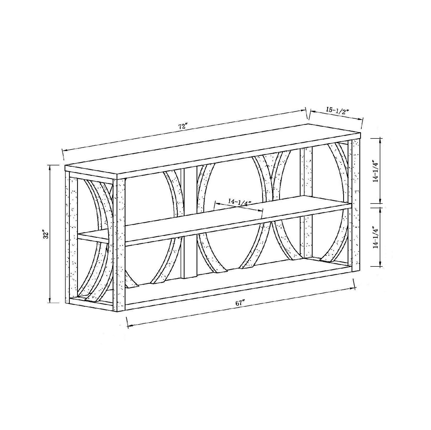 Modern Console Table With Three Open Shelves Grey And White White Oak Particle Board