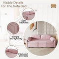 54 Inch Velvet Pink Sofa Sofa Bed Multi Purpose Living Room Retractable Bed Pink Velvet