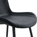 Black Artificial Leather Backrest Cushion Dining Chair, Black Metal Legs, Curved Widened Cushion Design For More Comfort, Suitable For Restaurants, Kitchens, Bedrooms, Offices. 6 Chairs 0502 Black Faux Leather