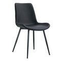 Black Artificial Leather Backrest Cushion Dining Chair, Black Metal Legs, Curved Widened Cushion Design For More Comfort, Suitable For Restaurants, Kitchens, Bedrooms, Offices. 4 Chairs 0502 Black